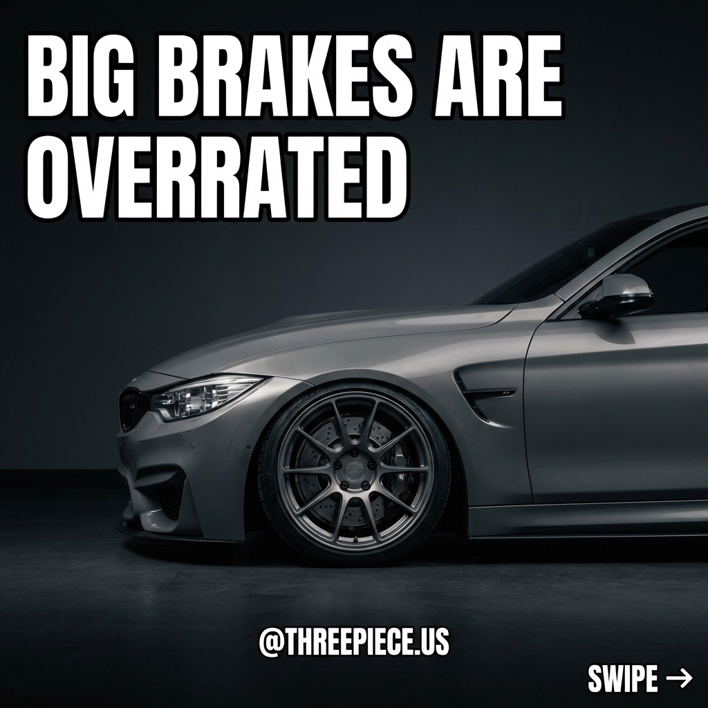 Big brake kit comparison showing oversized rotors vs stock setup