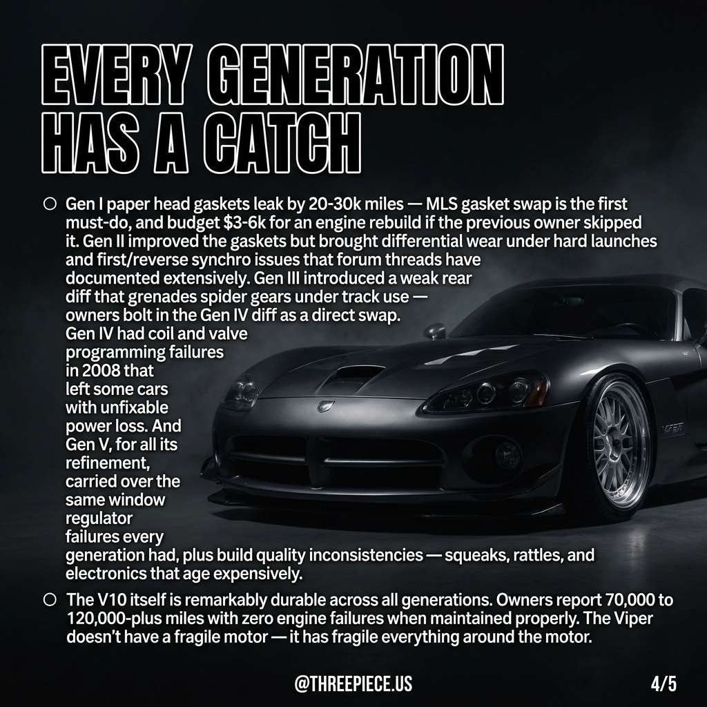 Dodge Viper SRT-10 Gen III and Gen IV comparison with 8.4L V10