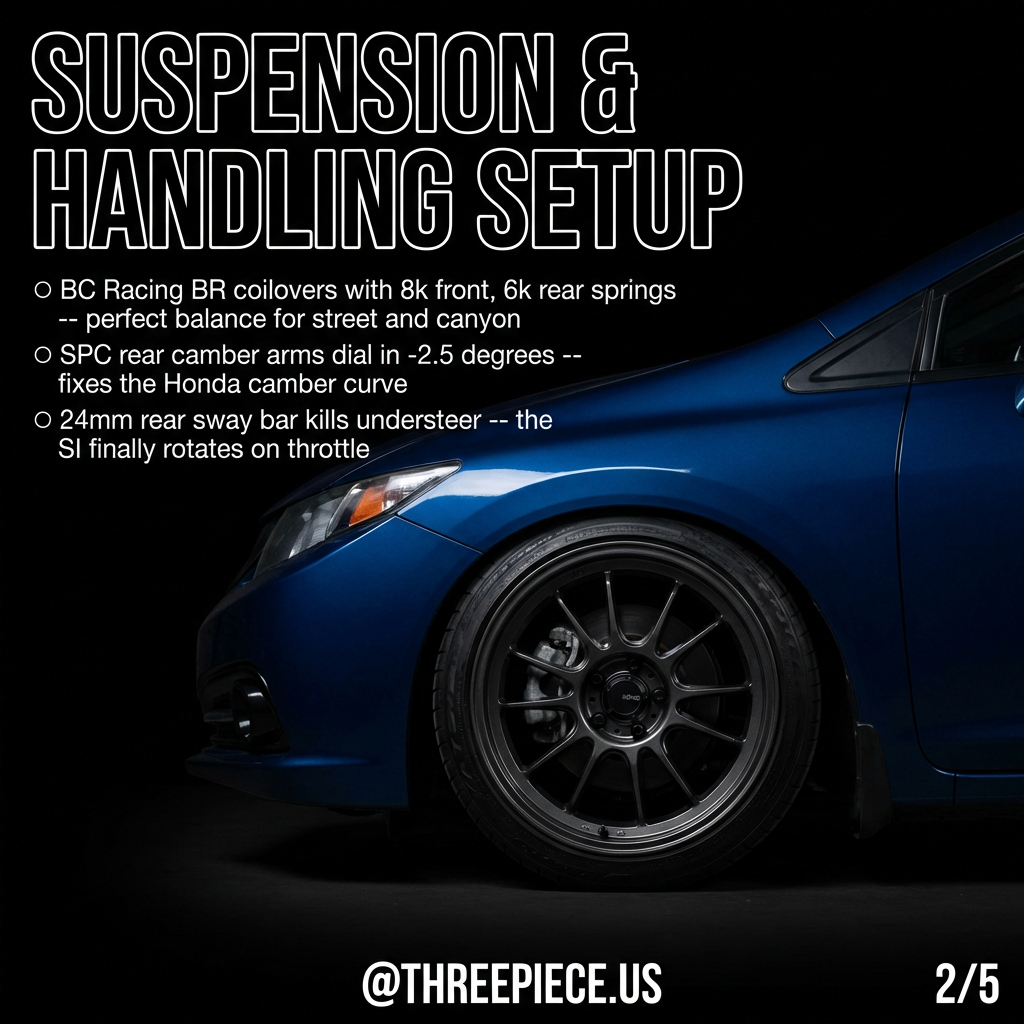 BC Racing coilovers and SPC rear camber arms installed on 9th gen Civic Si