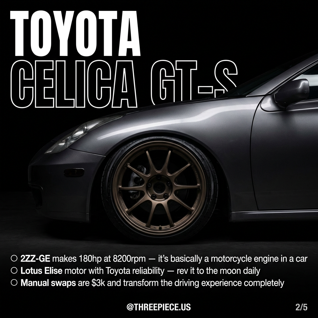 Toyota Celica GT-S with 2ZZ-GE engine bay and aftermarket modifications