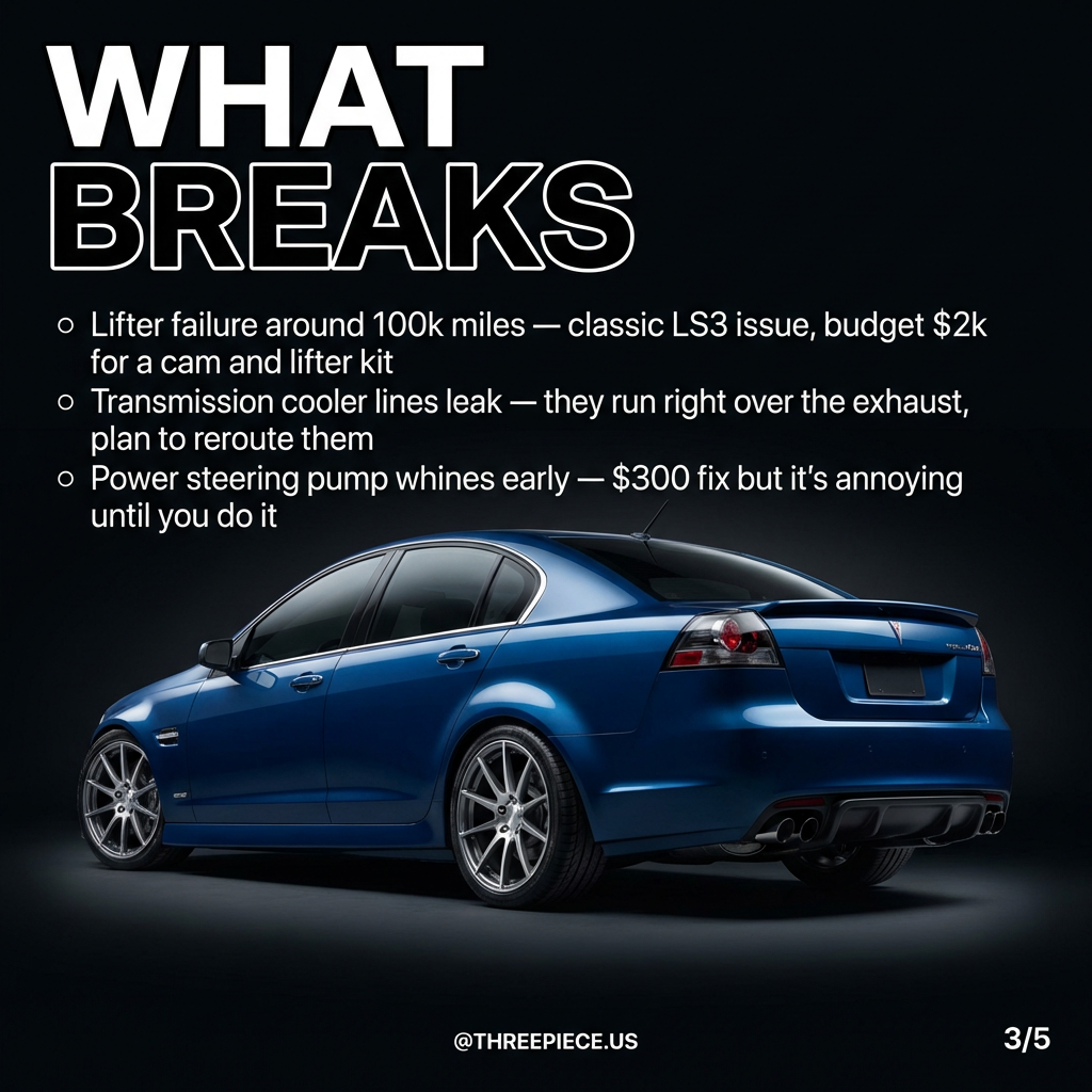 Pontiac G8 GXP engine bay showing common failure points