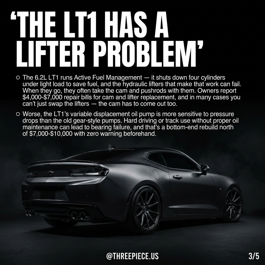 Chevy LT1 6.2L V8 engine lifter failure AFM active fuel management problem
