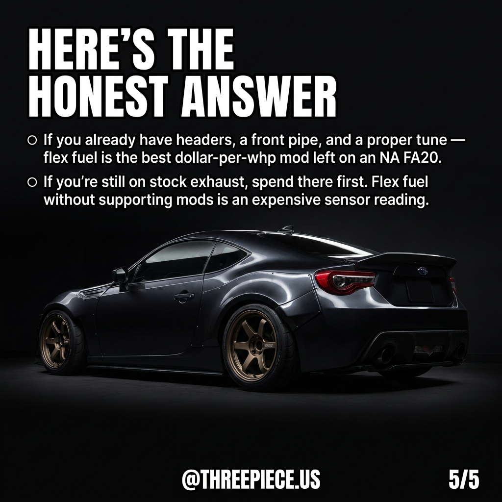 Subaru BRZ FA20 with aftermarket wheels flex fuel build
