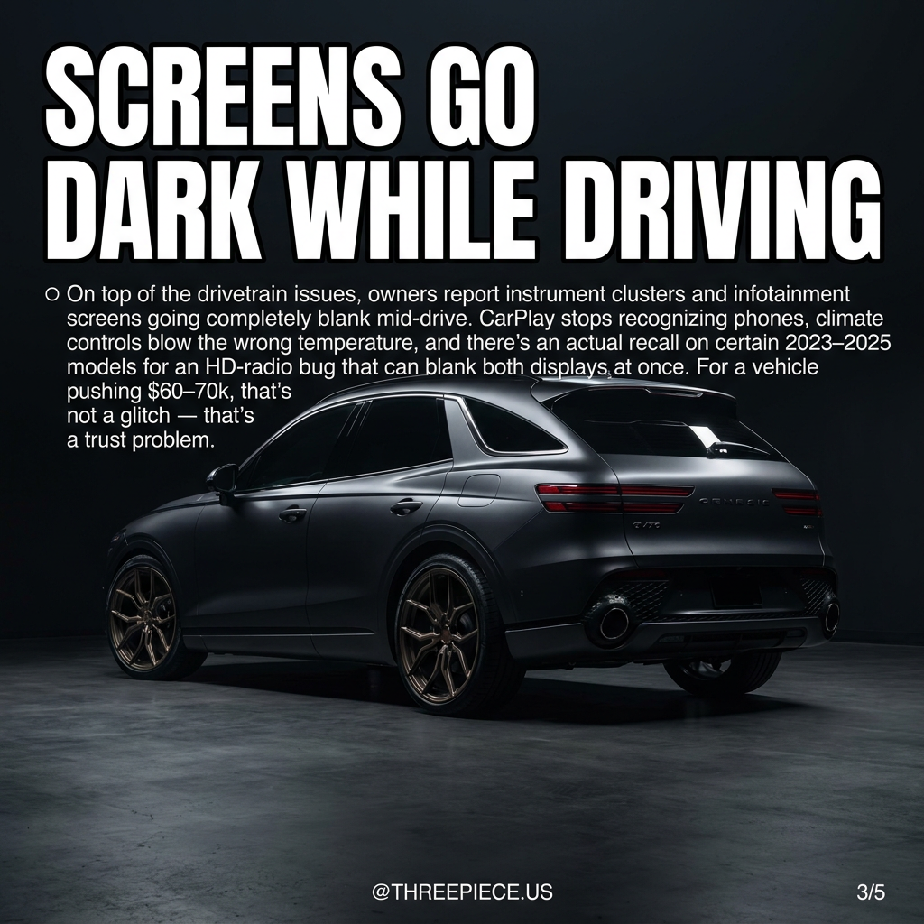 Genesis GV70 infotainment screen blank during driving showing electrical glitch