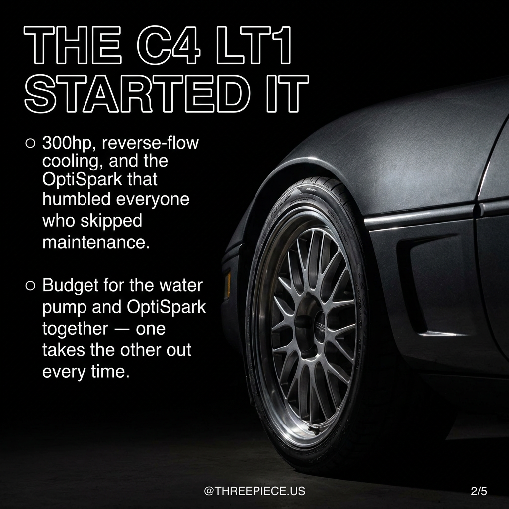 C4 Corvette LT1 engine bay with OptiSpark distributor location