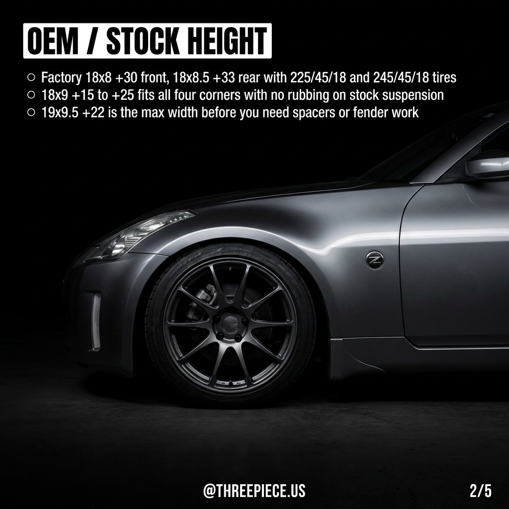 350Z stock height wheel fitment specifications