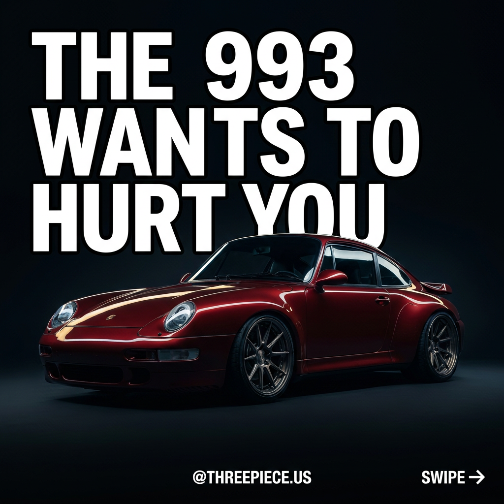 Porsche 993 Turbo rear quarter view showing wide fenders and air-cooled turbo engine