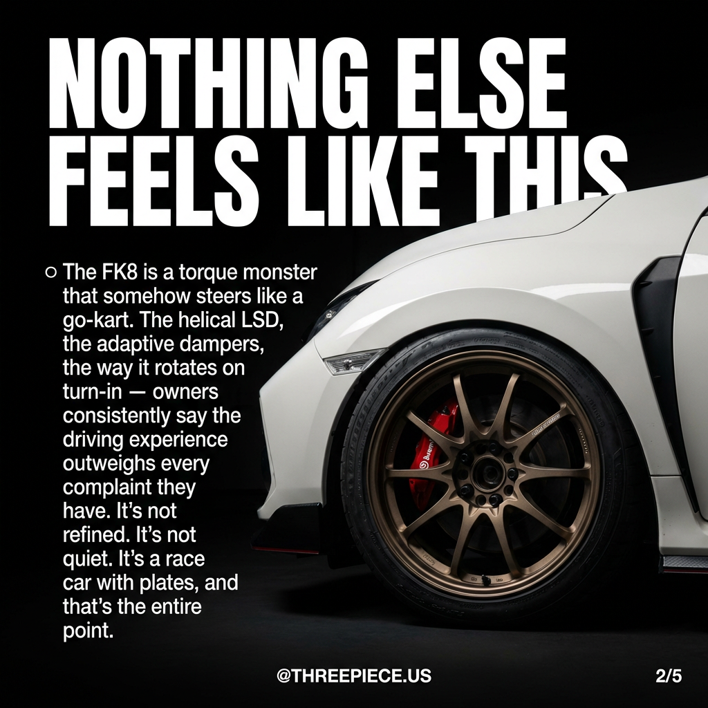 FK8 Civic Type R rear view showing triple exhaust and aggressive rear wing
