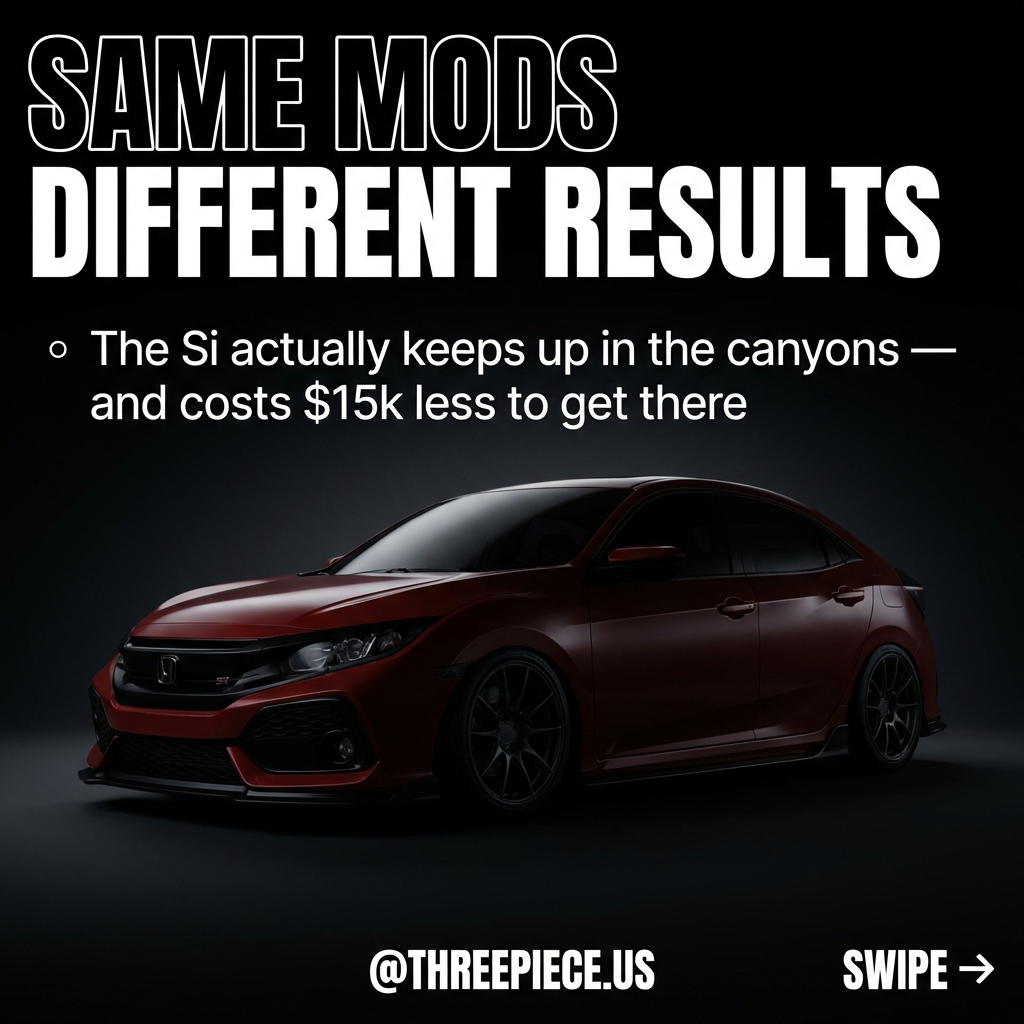 FK8 Type R and FK7 Civic Si canyon comparison with identical modifications