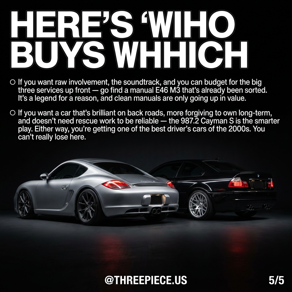 E46 M3 and 987 Cayman wheel fitment comparison with aftermarket 3-piece wheels