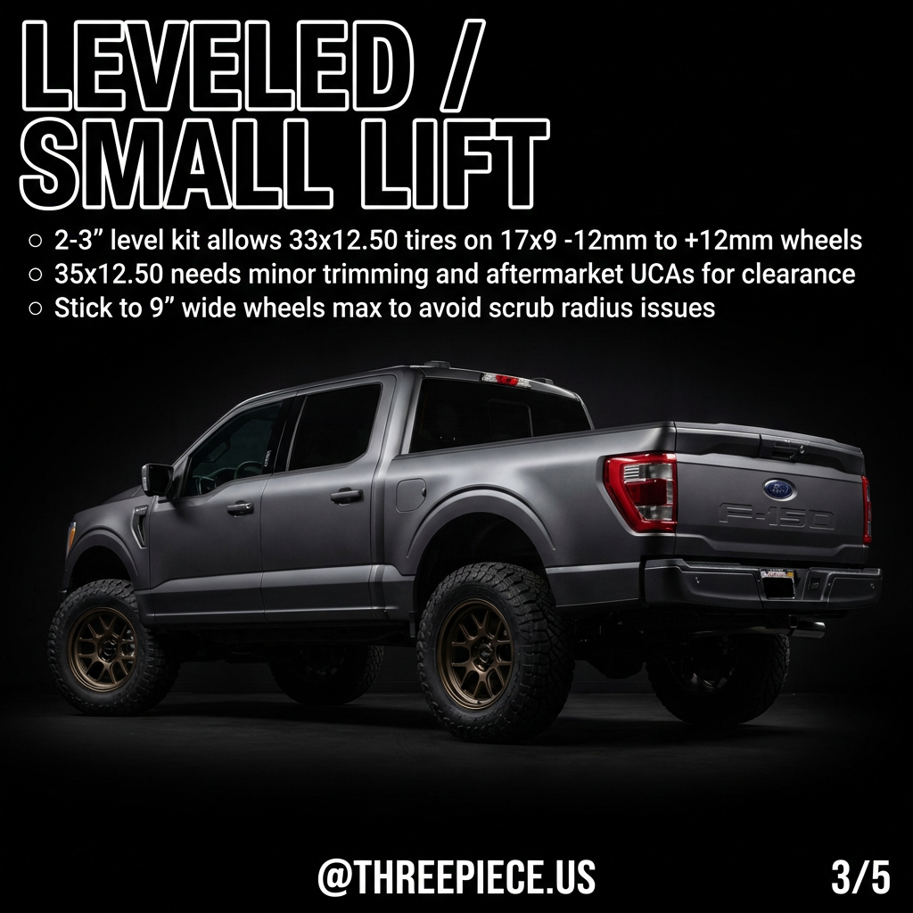 Ford F-150 leveled setup 33x12.50 tires on 17x9 wheels