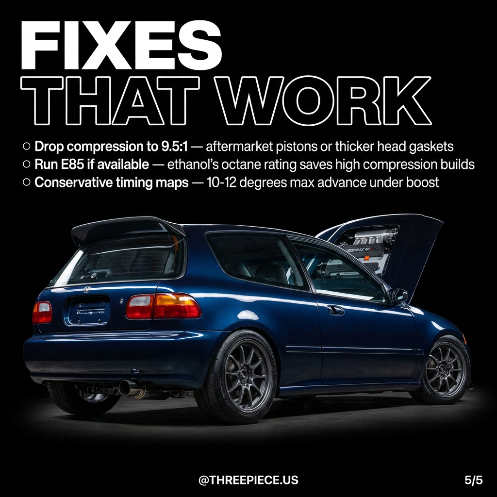 Dyno chart showing safe vs dangerous timing curves for high compression K24