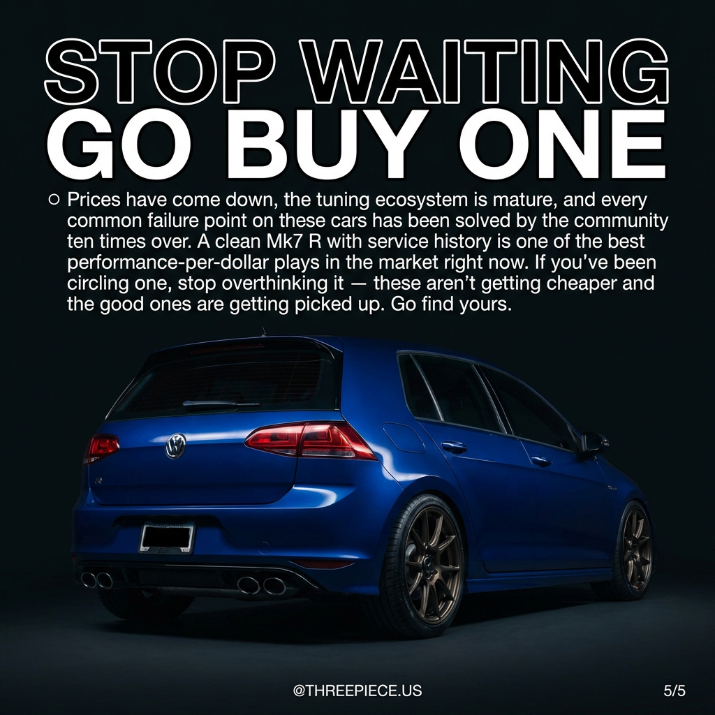 Modified Volkswagen Golf R Mk7 with aggressive wheel fitment and lowered suspension