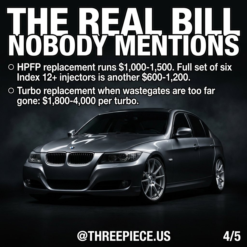 BMW N54 335i repair cost breakdown for HPFP injectors and turbo replacement