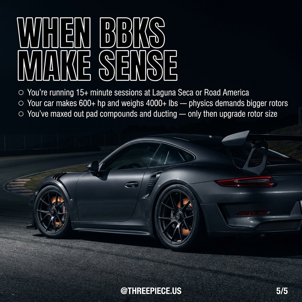 Race car with properly sized big brake kit for track use