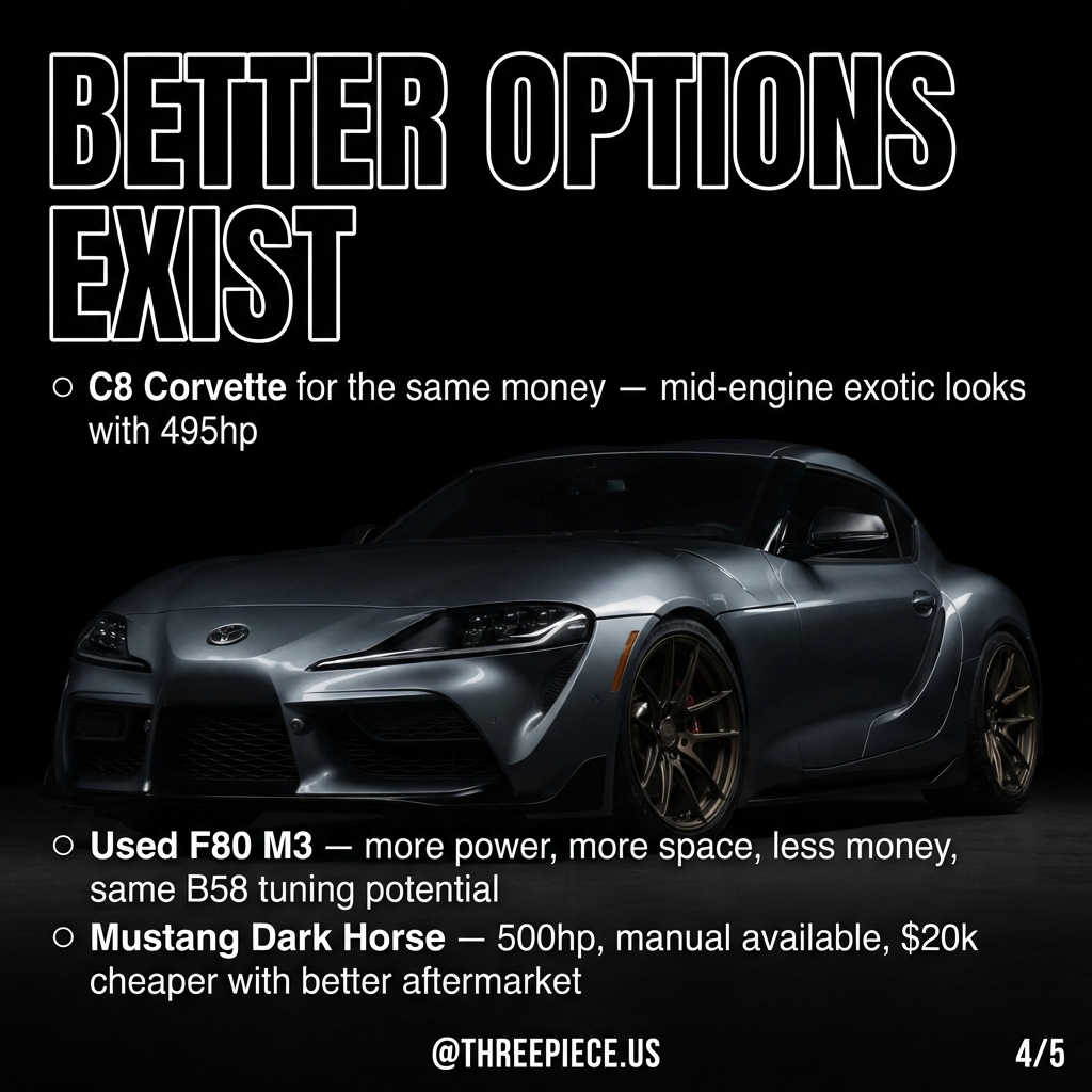 Performance car comparison chart showing horsepower per dollar ratios
