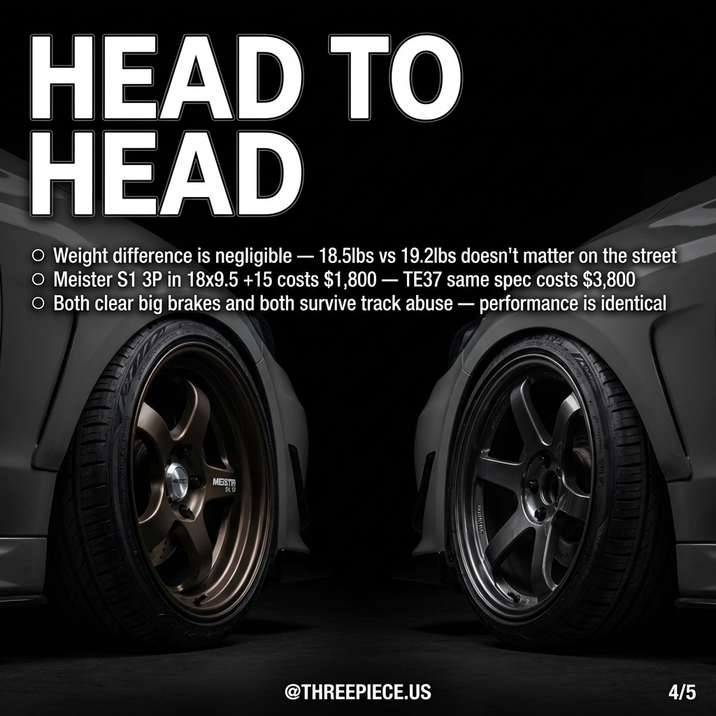 TE37 vs Meister performance comparison on track car