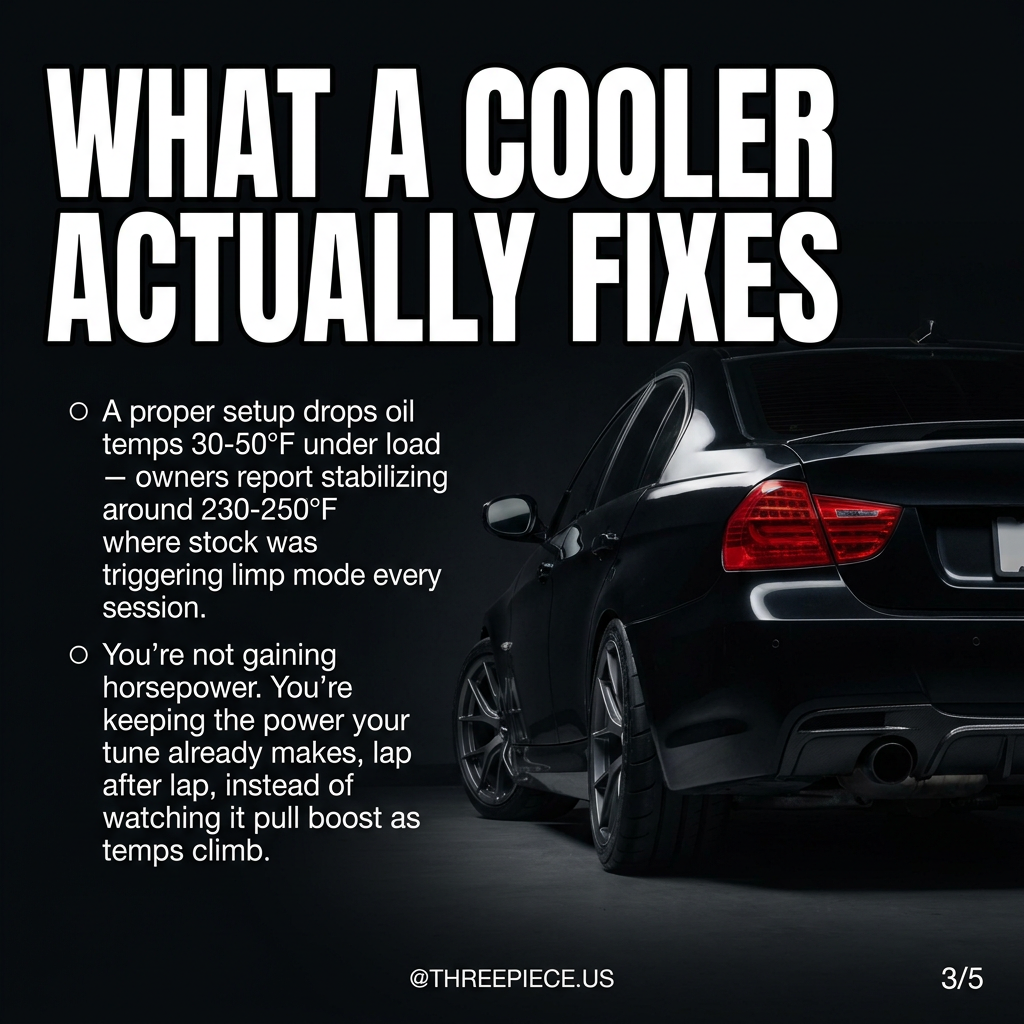 E90 335i oil temperature comparison before and after oil cooler upgrade