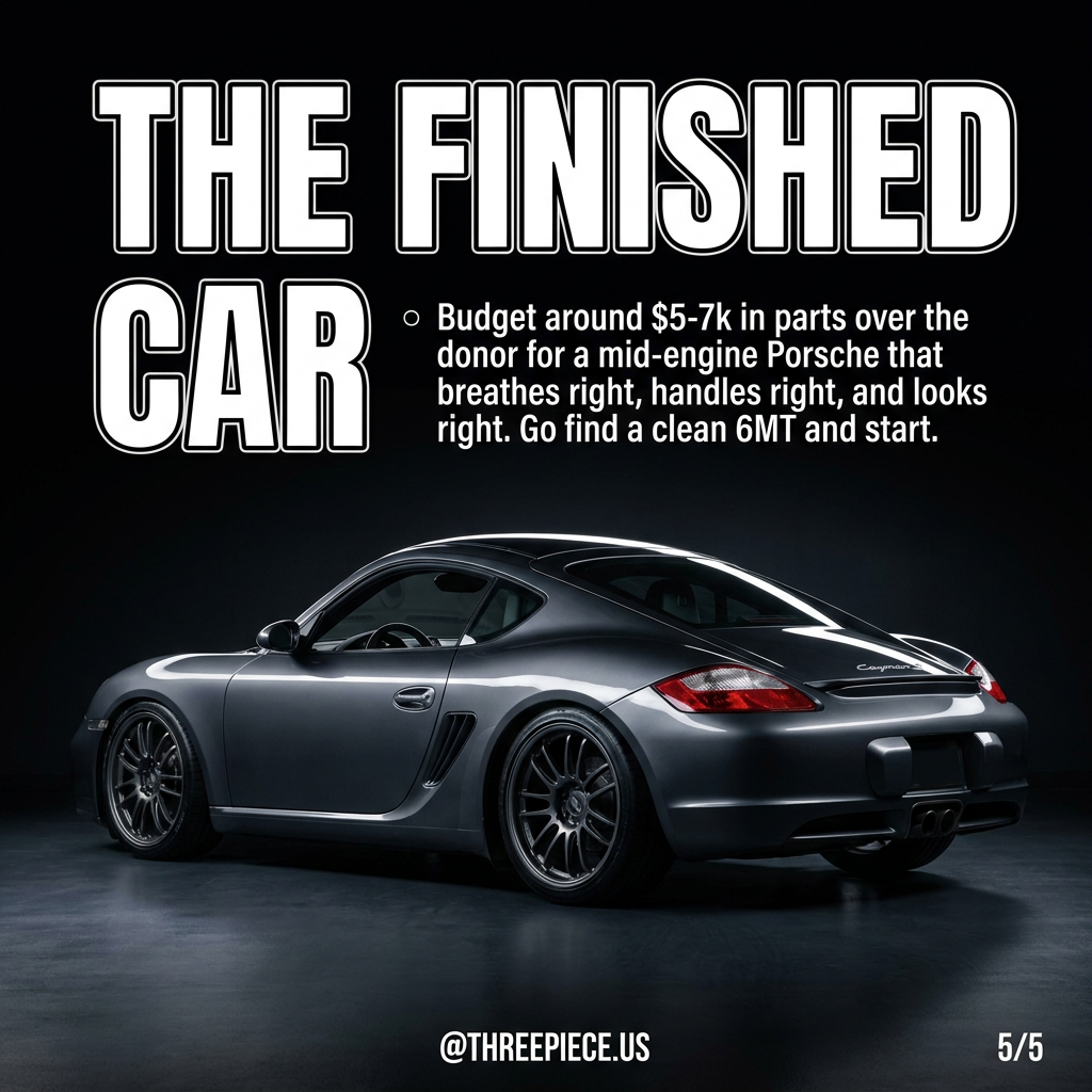 Completed 987 Cayman S build with staggered wheels and lowered suspension