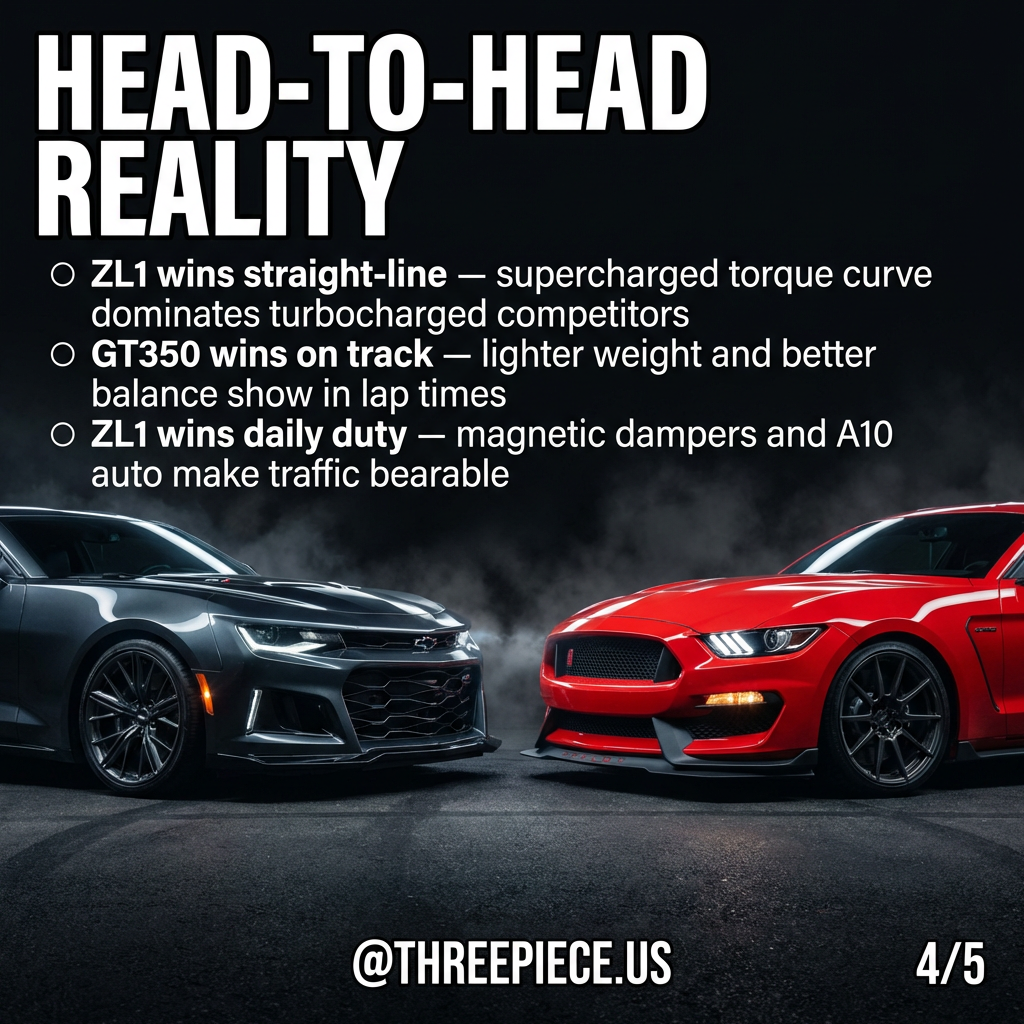 ZL1 vs GT350 lap time comparison on track with performance data