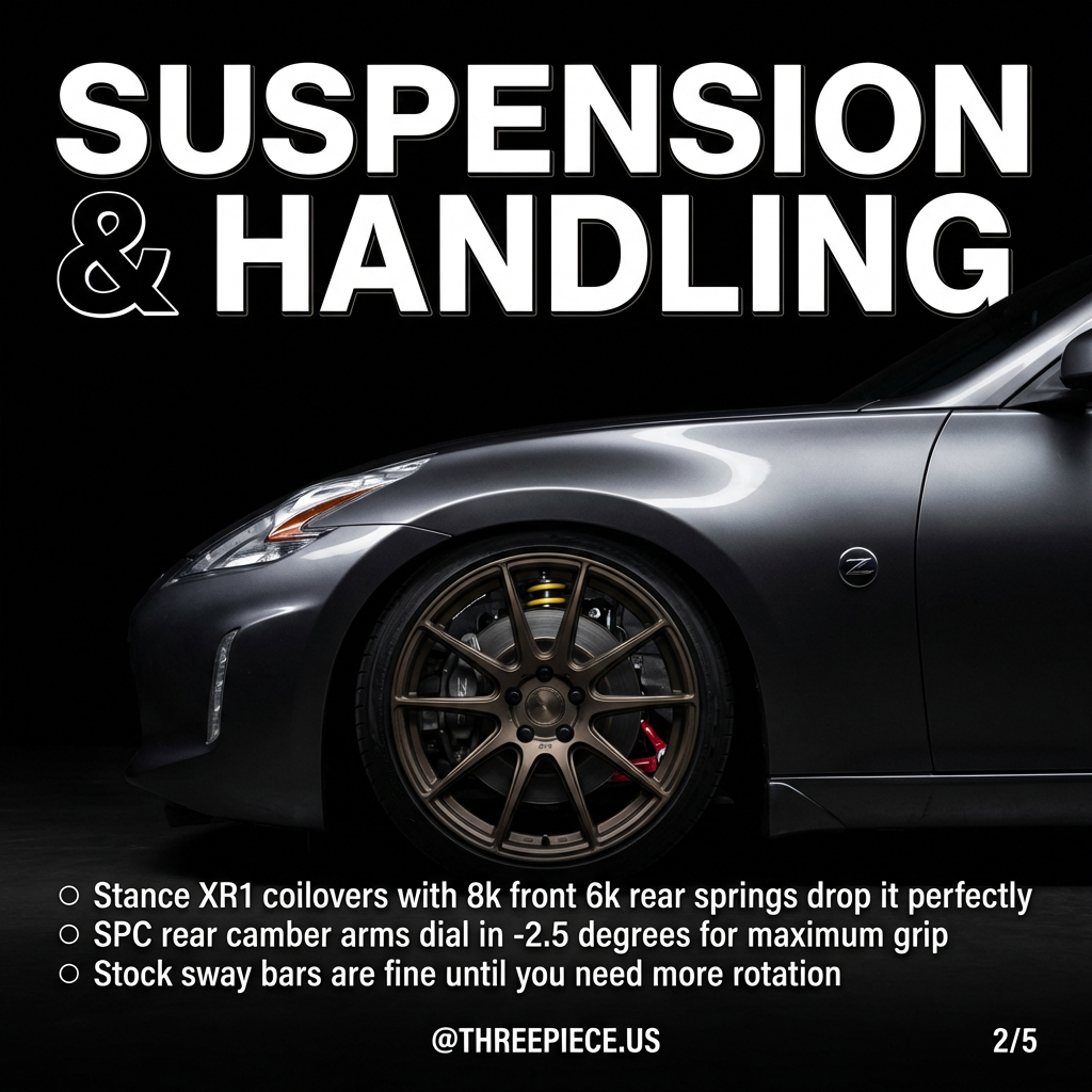 Stance XR1 coilovers installed on 370Z with proper spring rates