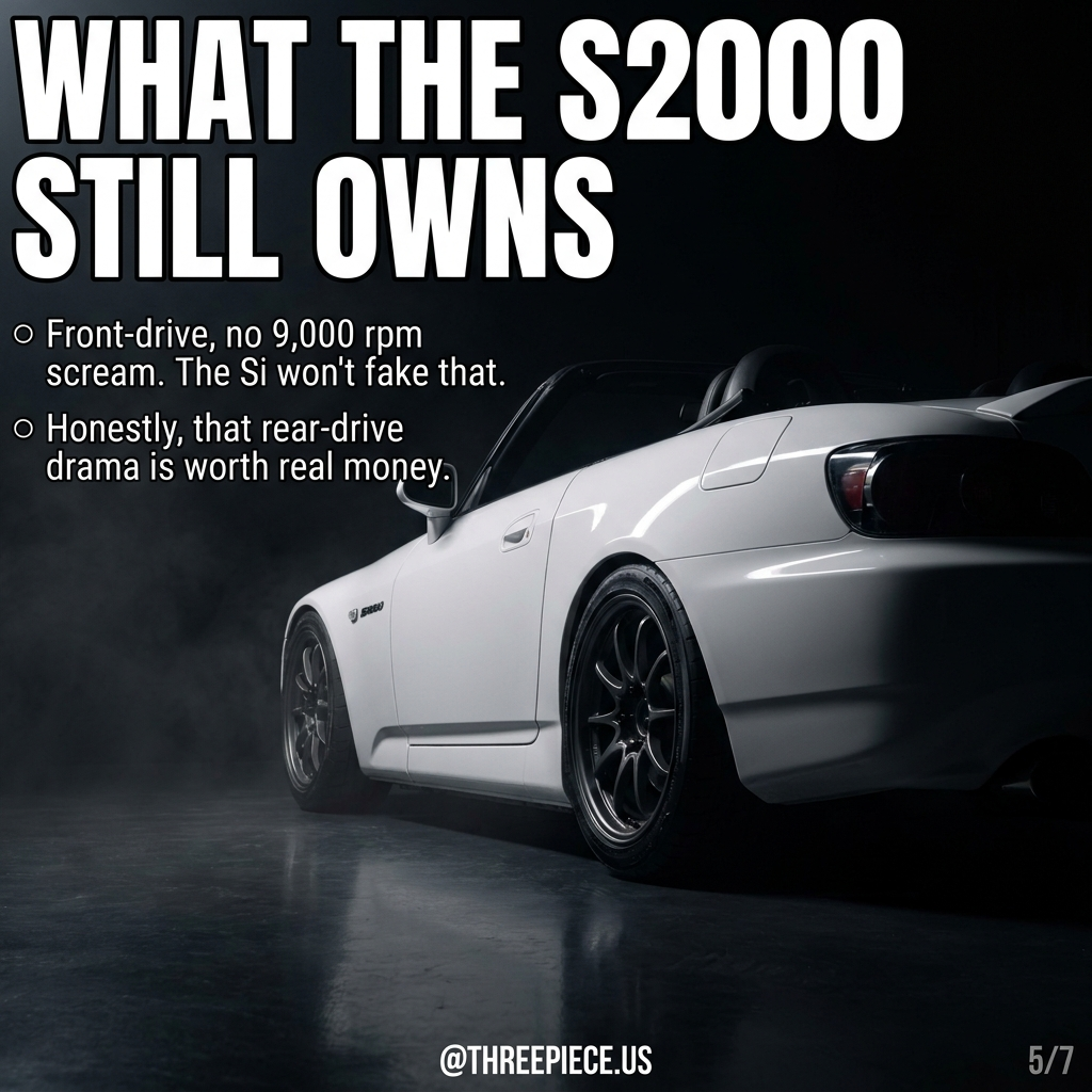Honda S2000 rear-wheel drive advantages over front-wheel drive Civic Si