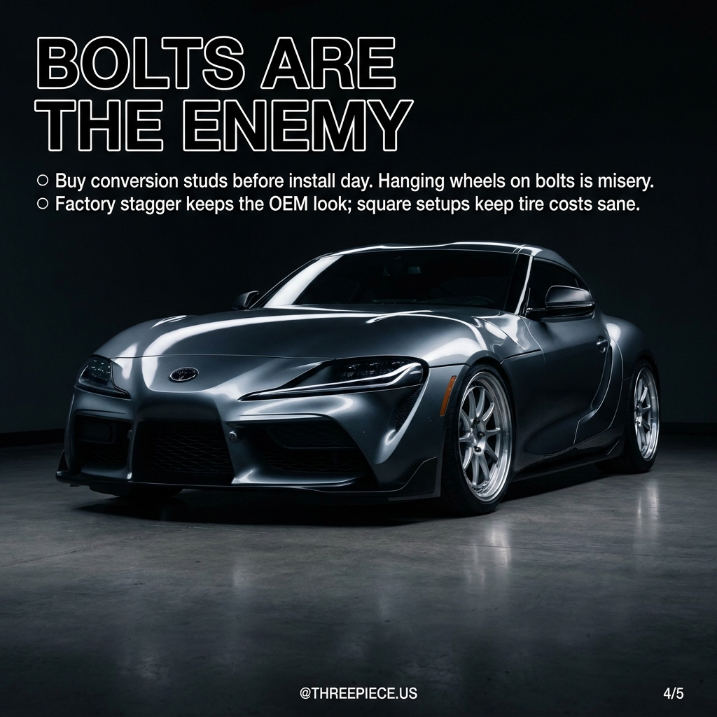 GR Supra lug bolt to stud conversion for easier wheel installs