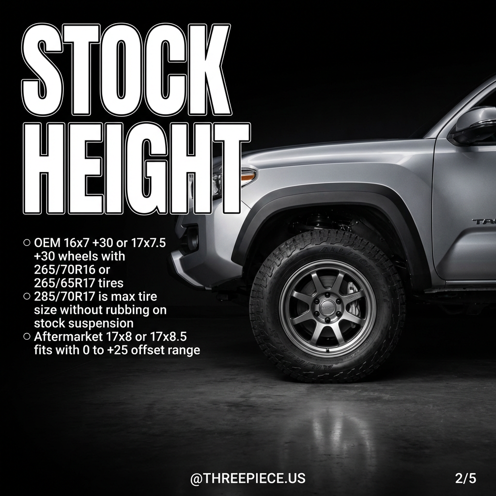 Stock height Toyota Tacoma with aftermarket wheels and tires