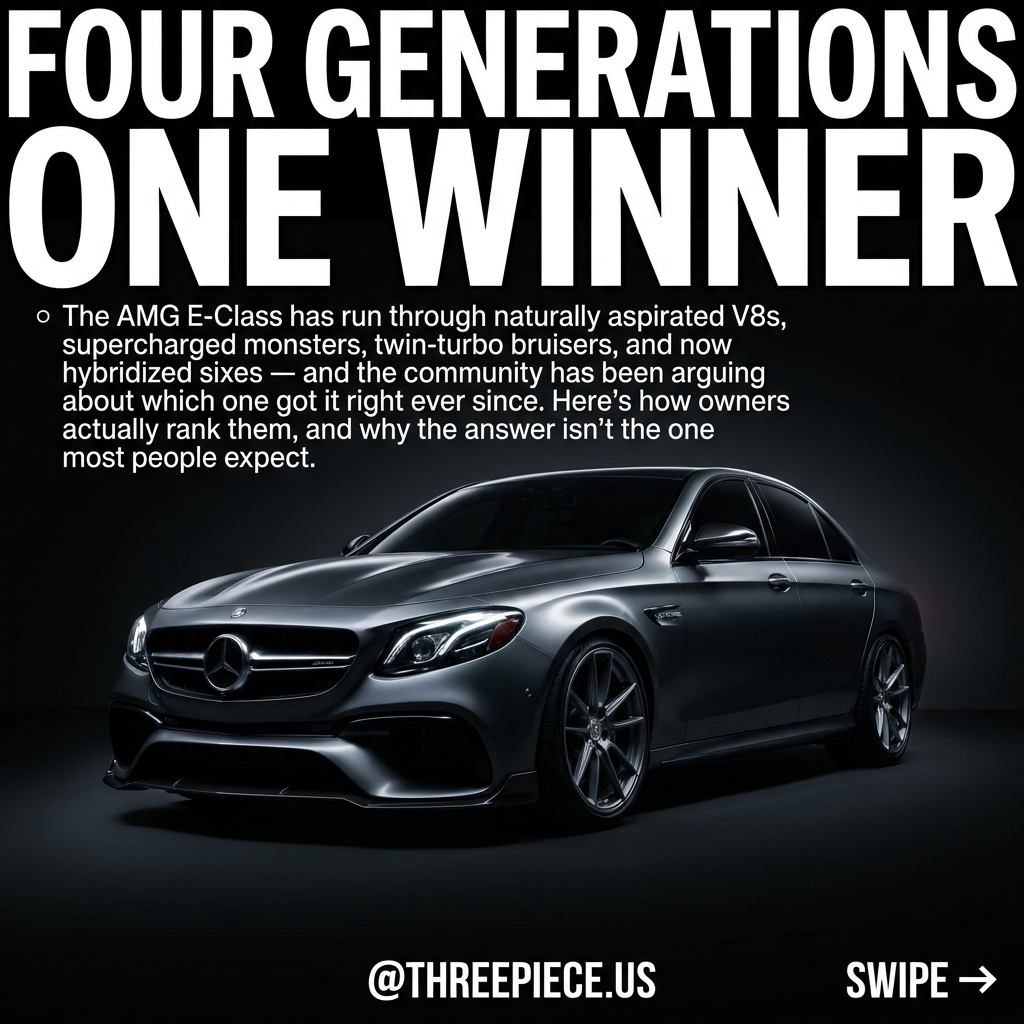 Mercedes AMG E-Class lineup spanning W210 through W213 generations