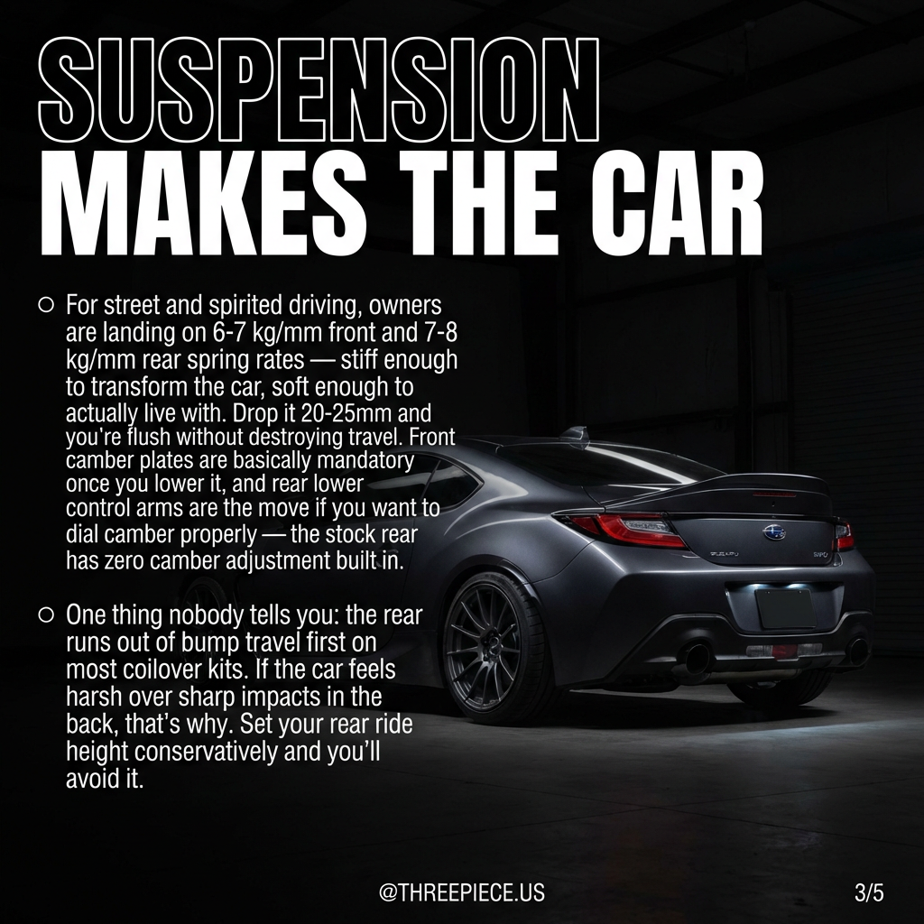 Lowered 2022-2026 Subaru BRZ ZD8 with coilover suspension and aftermarket wheels