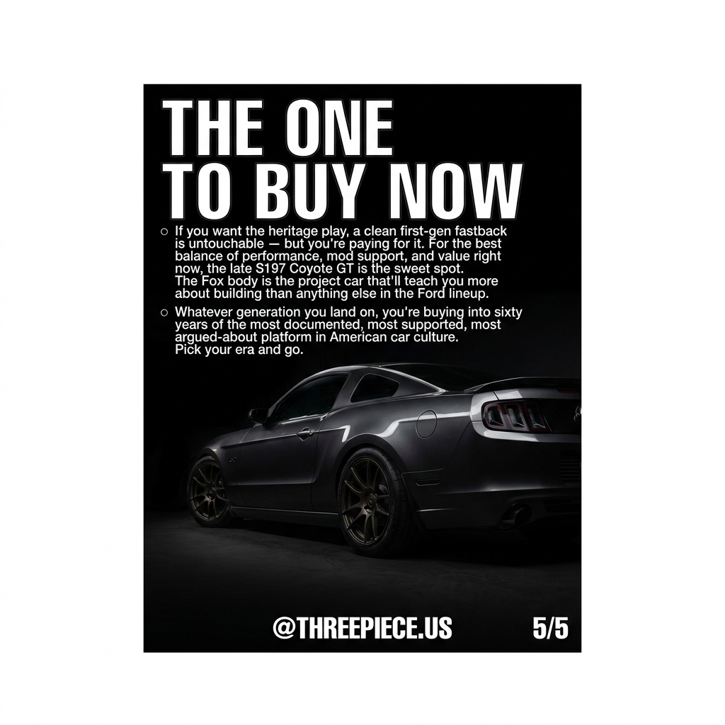Ford Mustang GT with aftermarket 3-piece wheels showing proper fitment and stance