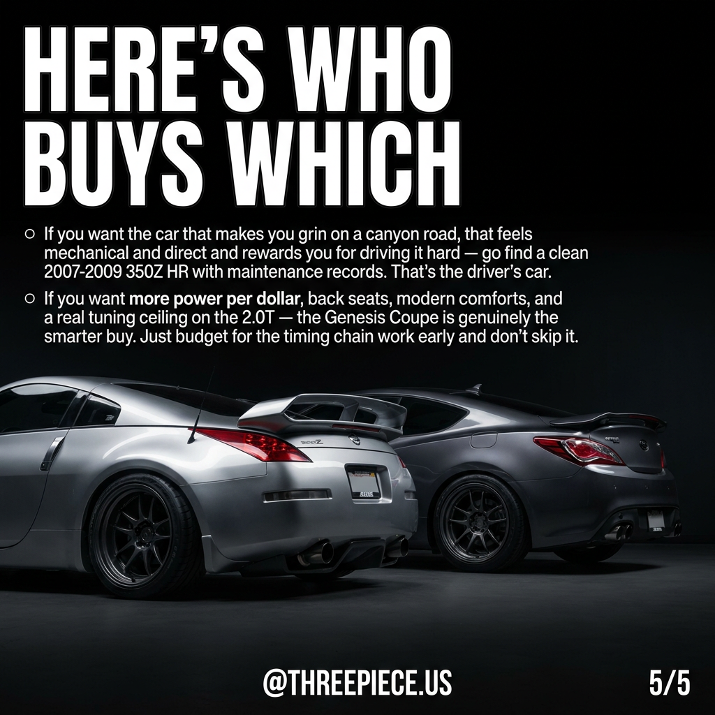 Nissan 350Z and Genesis Coupe wheel fitment comparison with 3-piece forged wheels