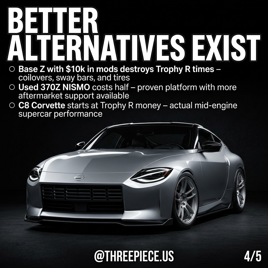 Modified Nissan 370Z with aftermarket wheels and suspension setup