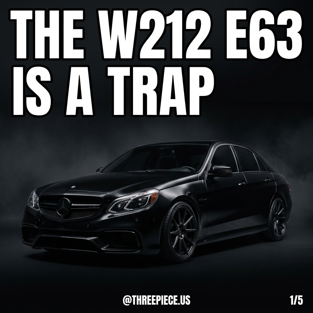 Mercedes W212 E63 AMG front three-quarter view showing aggressive AMG body styling