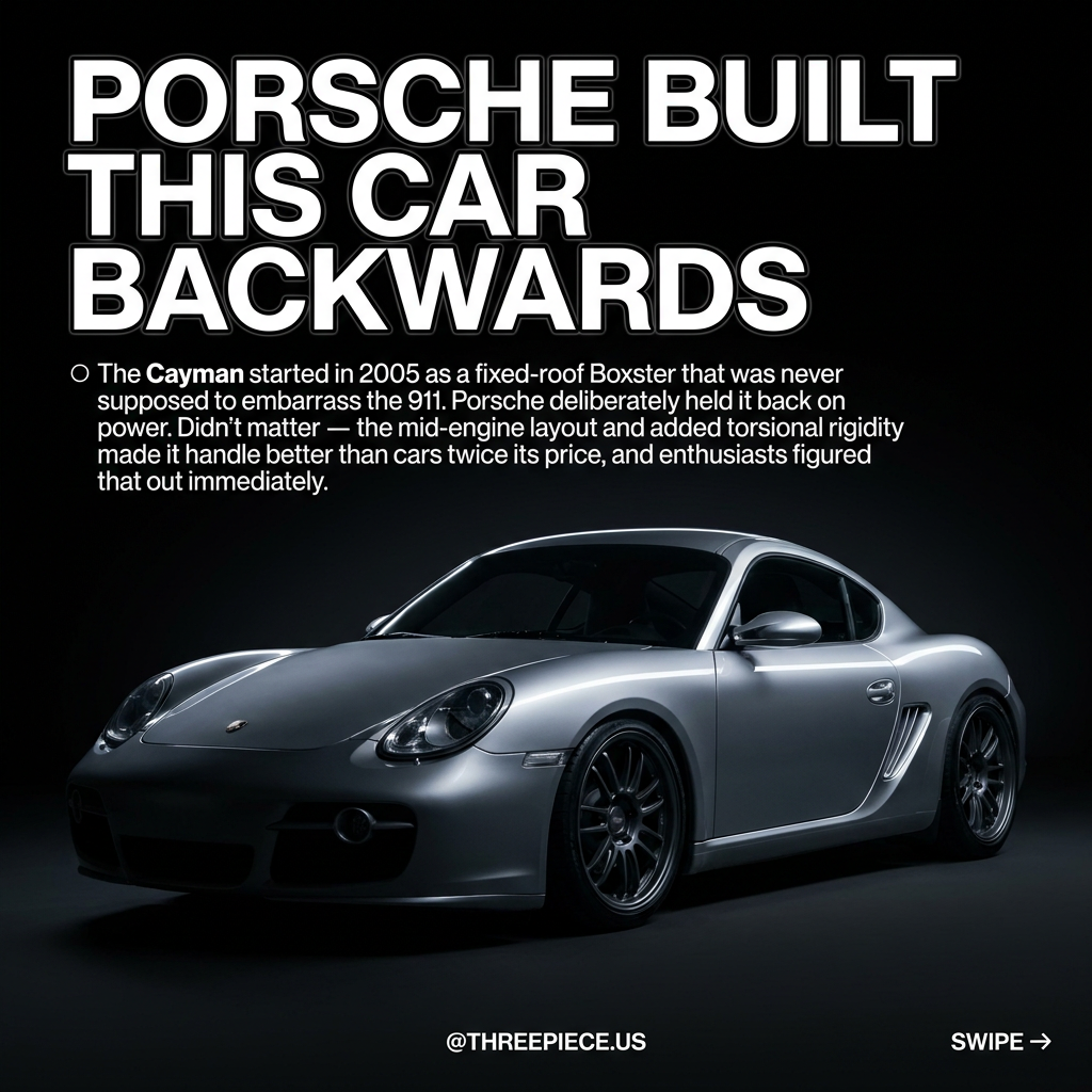 Porsche Cayman history overview showing every generation from 987 to 718