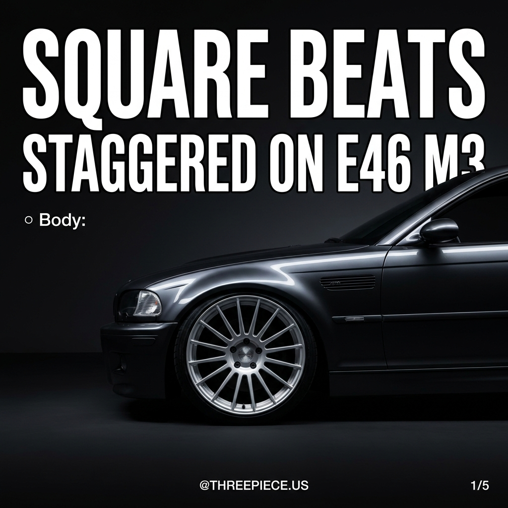 BMW E46 M3 with square aftermarket wheel fitment 18x9.5 +22