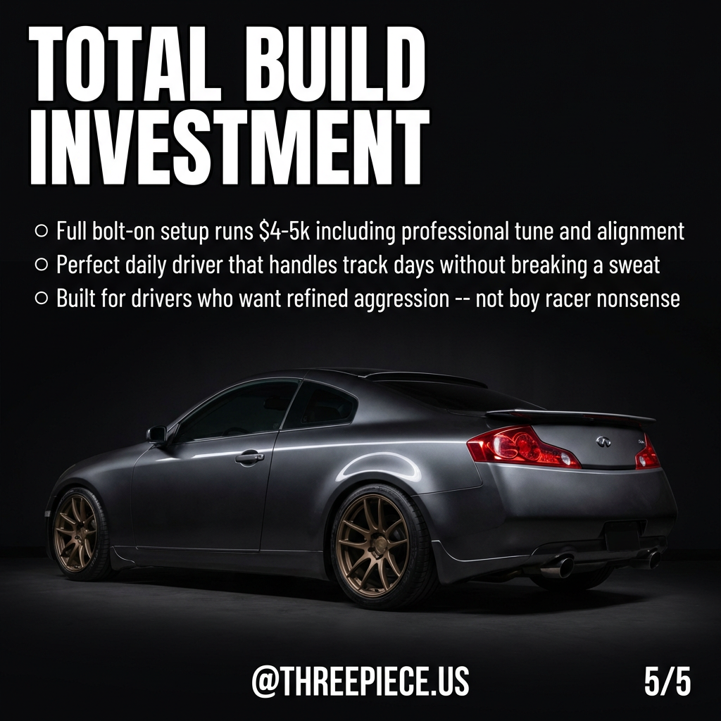 Complete G35 coupe build showing finished canyon carver setup