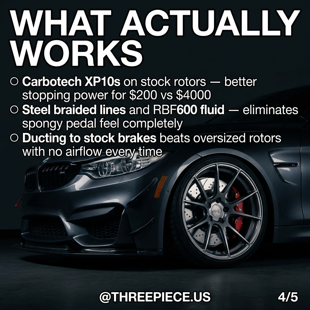 High-performance brake pads and stainless steel brake lines