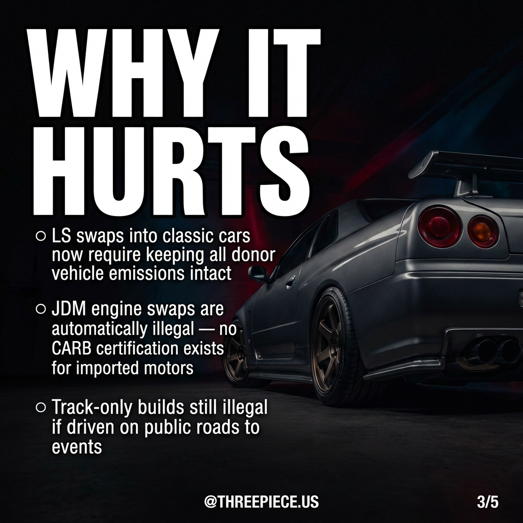 LS swap and JDM engine swap legal issues
