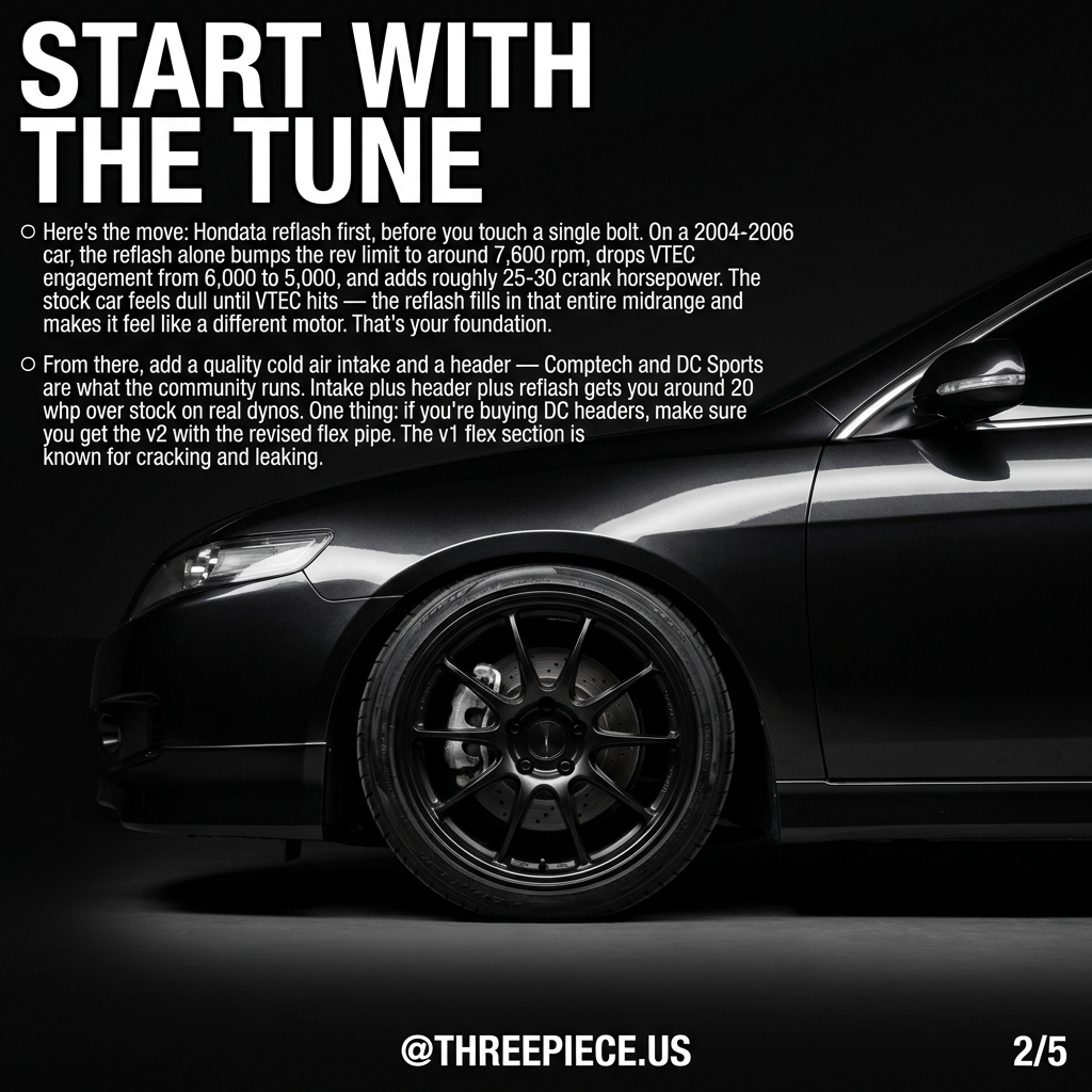 Acura TSX K24A2 engine bay with Hondata FlashPro tuning