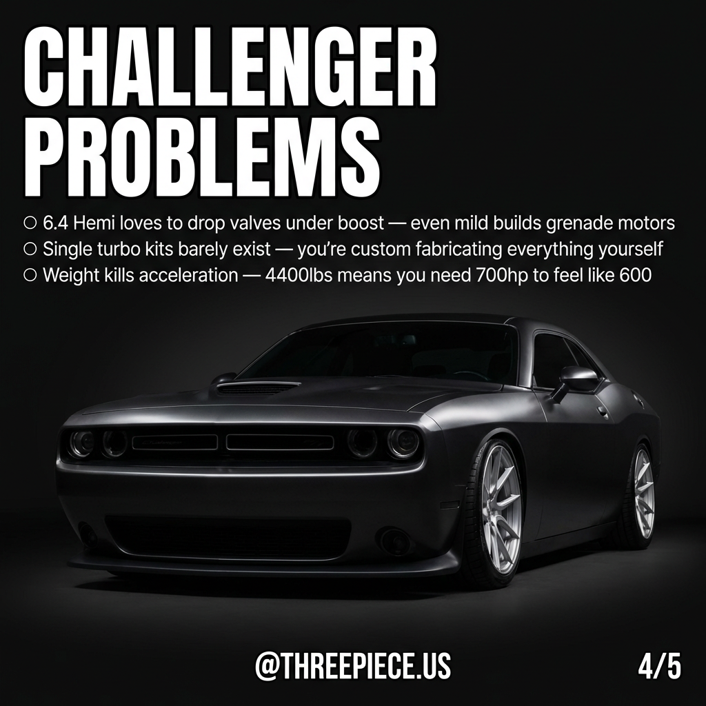 Dodge Challenger R/T 6.4 Hemi engine bay showing weight distribution