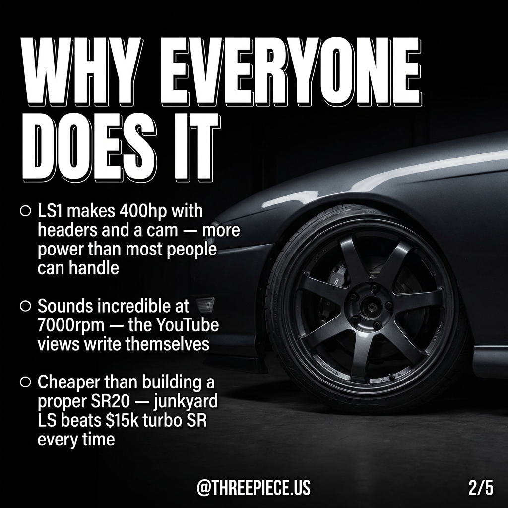 LS1 V8 engine swap popular choice for 240SX drift builds