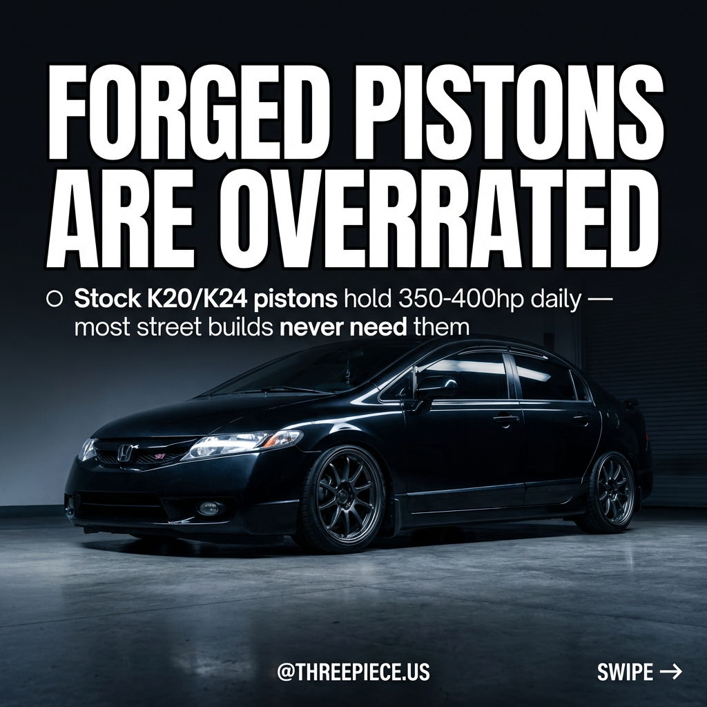 K-series engine with forged pistons installation