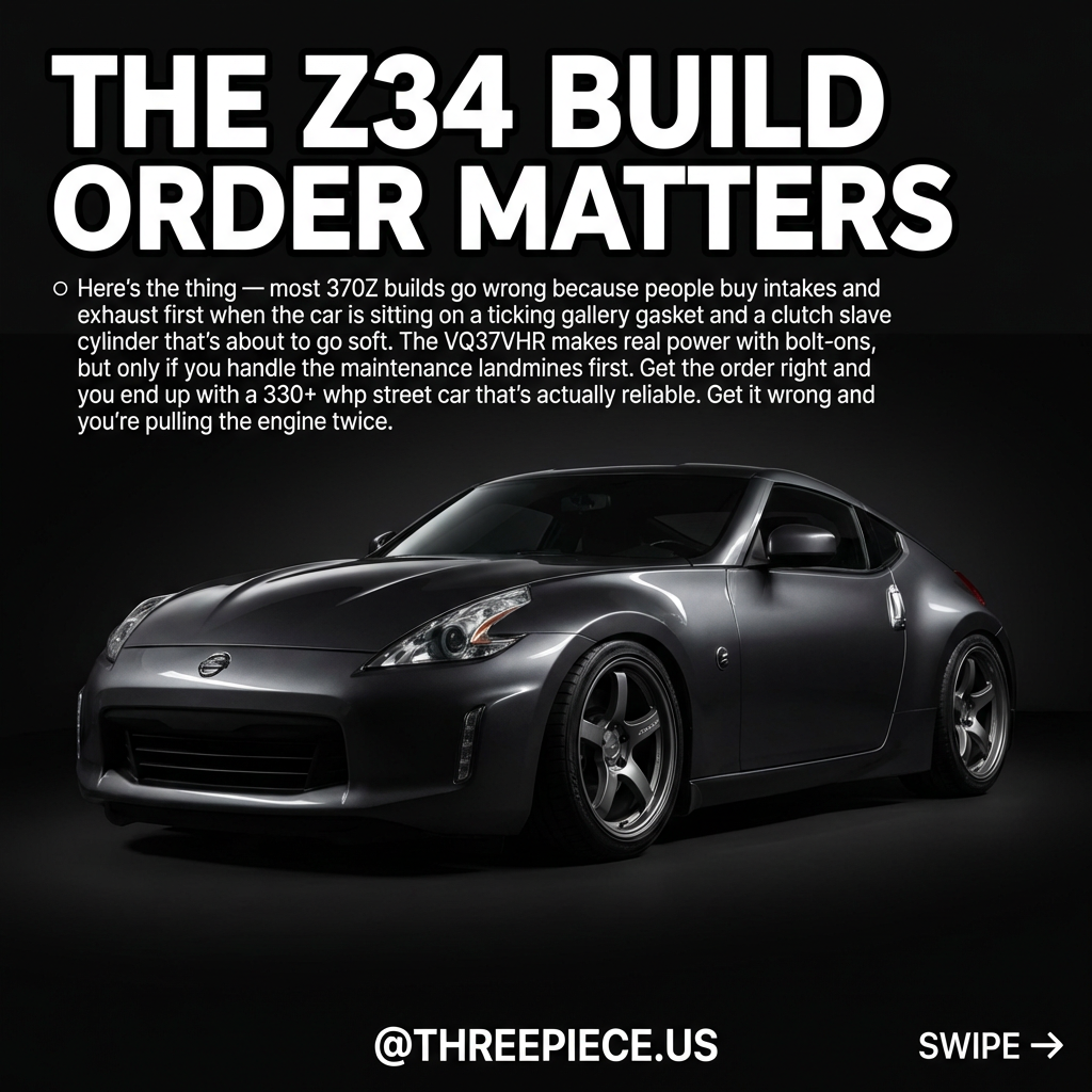 Nissan 370Z Z34 Sport build guide mod order with aftermarket wheels