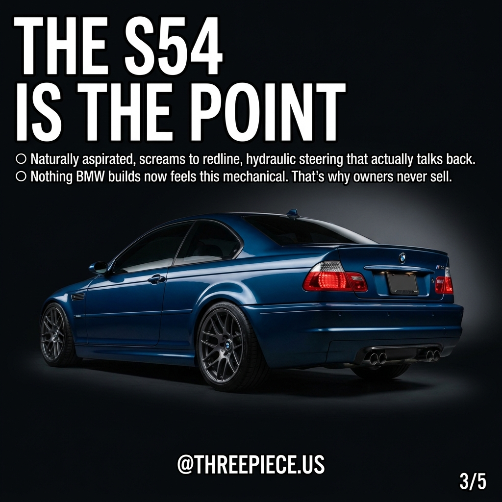 BMW E46 M3 S54 naturally aspirated inline six with individual throttle bodies