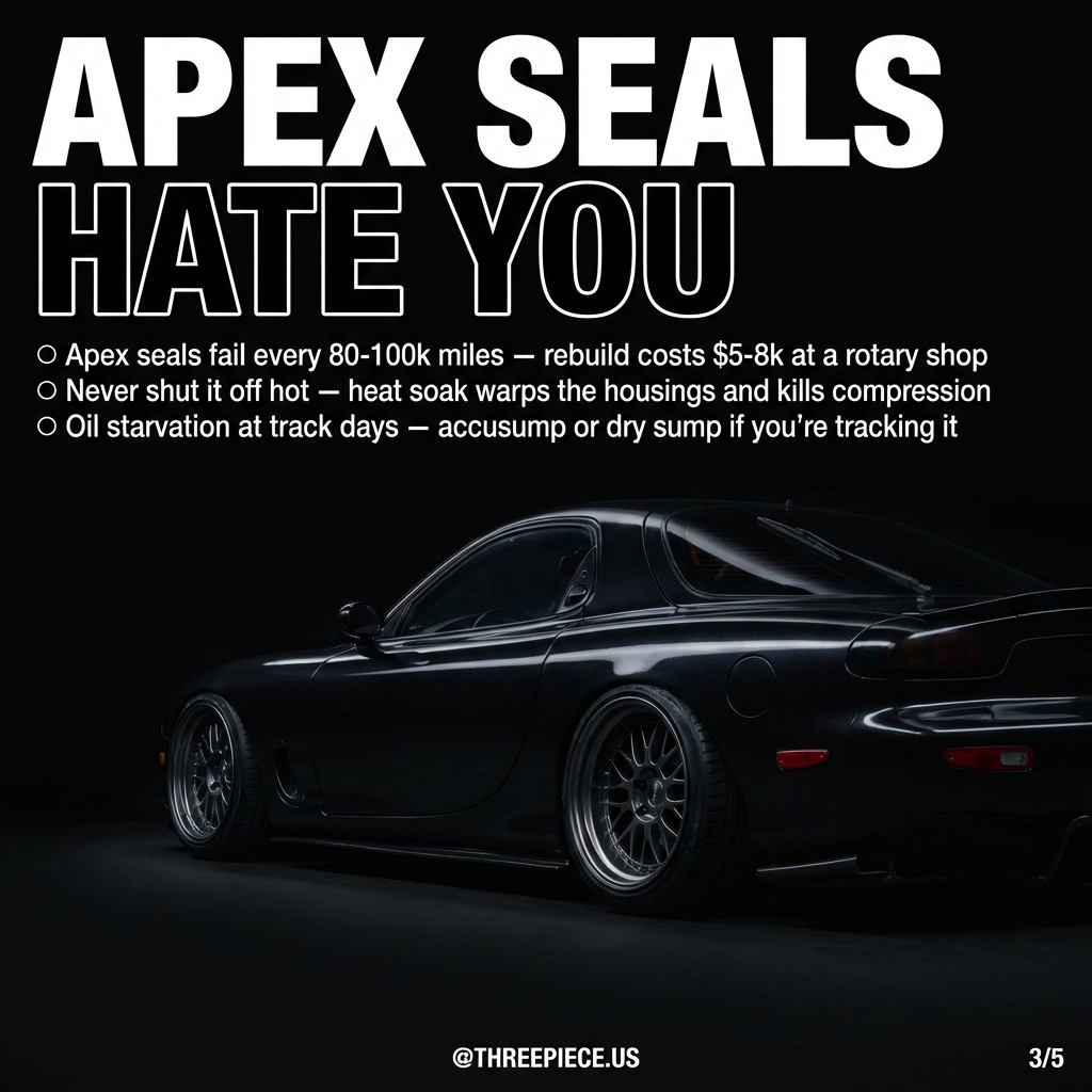 Failed apex seals from Mazda RX-7 rotary engine