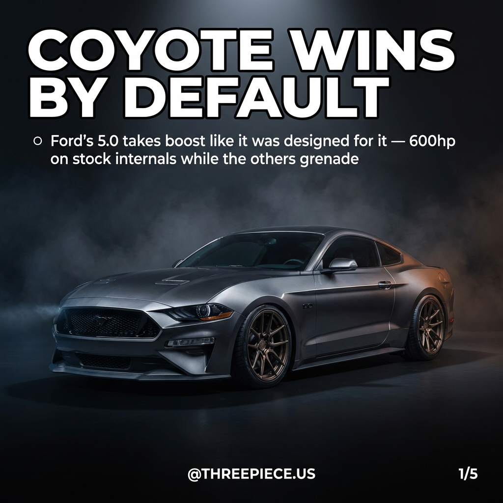 Ford Mustang GT Coyote 5.0 single turbo build comparison